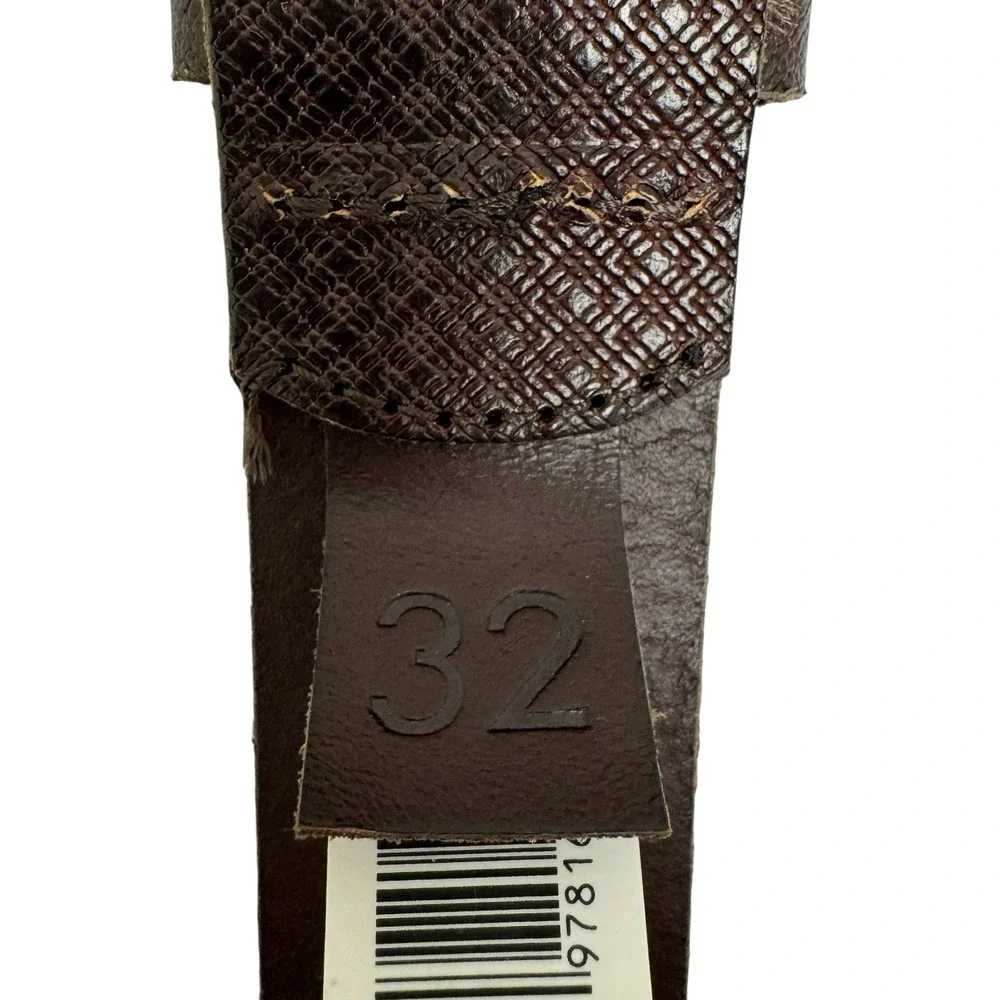 🌺 Lucky Brand Men's Size 32 Brown Textured Leather Belt Silver-Tone‎ Buckle NWT